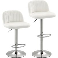 HOMCOM 2er-Set Barhocker, hohe Küchenhocker mit 360°-drehbarem Sitz, bis 81 cm Sitzhöhe, Rückenlehne und Fußstütze, samtbezogen, einfache Montage, moderner Stil – Ansicht 1