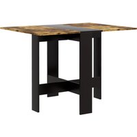 HOMCOM Klappbarer Esstisch, Klappbarer Küchentisch mit Klappflügeln, für Wohnzimmer, Kleine Räume, 103x76x73,5 cm, Schwarz und Rustikales Braun Aosom – Ansicht 1