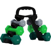 SPORTNOW Hanteln Set 6 Kurzhanteln mit Klappbarem Hantelständer, 2 x 1kg, 2 x 2kg, 2 x 3kg Hexagon-Hanteln, Kugelhantel für Fitness, Gymnastik, Zuhause Aosom – Ansicht 1