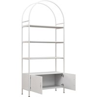 HOMCOM Aufbewahrungsregal, geschwungenes 4-stufiges Bücherregal mit Doppeltür, verstellbare Füße, Stahlrahmen, für Büro, Wohnzimmer, Schlafzimmer, 80 x 30 x 187 – Ansicht 1