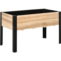 Outsunny Hochbeet großer Pflanzkasten aus Massivholz und Stahl 120x60x74cm in Natur und Schwarz für Garten und Balkon Aosom.de – Ansicht 1