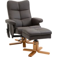 HOMCOM Sessel mit Fußablage, 145° Neigung, Relaxsessel mit Massagefunktion, Braun Aosom.de – Ansicht 1