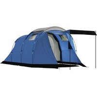 Outsunny Tunnelzelt für 4 Personen, wasserdicht 3000 mm - Geräumiger Wohnbereich, doppellagig, kondensationsarm, Höhe 190 cm - Campingunterstand mit Vordach, Du – Ansicht 1