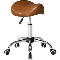 HOMCOM Rollhocker höhenverstellbar Drehhocker 49-61 cm Arbeitshocker drehbar Sattelhocker für Büro Salon Massage Spa Braun Aosom – Ansicht 1