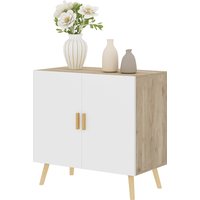 HOMCOM Mobile Multiuso mit 3 verstellbaren Regalen und erhöhter Basis, Modernes Holzdesign, 76x41.2x74 cm, Weiß und Eiche Aosom – Ansicht 1