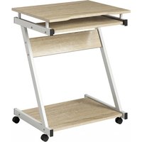 HOMCOM Büroschreibtisch mit 4 Rollen, 60x48 cm platzsparender Schreibtisch mit Tastaturablage, offenes Regal, Computertisch für Zuhause Studio Büro, Farbe Rover – Ansicht 1