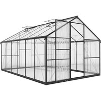 Outsunny Gewächshaus aus Aluminium mit Polycarbonat, Gewächshaus mit verstellbaren Oberfenstern, Flügeltür und Dachrinnen, wetterfester Außenunterstand für Pfla – Ansicht 1