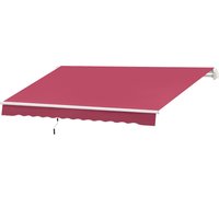 Outsunny Manuell einziehbare Markise aus Aluminium und wasserdichtem Polyester mit hoher Dichte 4 x 2,5 m Bordeaux Aosom