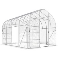Outsunny Tunnel-Gewächshaus 3x4 m mit PO-Abdeckung, 2 Scharniertüren, Gewächshaus mit optimierter Struktur für Garten, Terrasse oder Rasen, Transparent Aosom – Ansicht 1