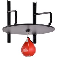 HOMCOM Punching Ball Speedball Boxen mit drehbarer Plattform + Luftpumpe Höhenverstellbar Stahl synthetische Beschichtung Rot Schwarz Aosom – Ansicht 1