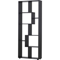 HOMCOM Bücherregal Zick-Zack Design Contemporary 70L x 24B x 178H cm Spanplatten Schwarz Aosom – Ansicht 1