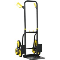 DURHAND Faltbare Treppenkarre 6 Räder, 120 kg, robuste Stahlkarre mit Teleskopgriffen, Transportwagen für Lager, Flughafen, sperrige & schwere Gegenstände, gelb