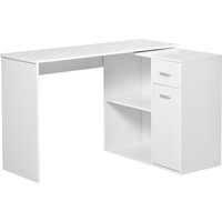 HOMCOM Eckschreibtisch 180° drehbar mit Regal, Schublade & Schrank, L‑Form 117 x 82 x 74 cm, Weiß Aosom – Ansicht 1