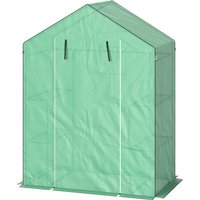 Outsunny Gewächshaus mit Rolltür, Fenster, Regale, winterfest Foliengewächshaus aus Stahl, Treibhaus für Balkon, Garten, Tomatenhaus 143 x 74 x 190 cm, Tomateng – Ansicht 1