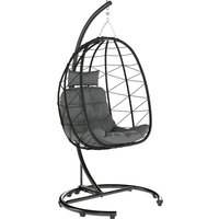 Outsunny Hängesessel Rattan Hängestuhl 195 cm hoch mit Gestell Kissen und wasserdichter Abdeckung für Garten und Indoor bis 150 kg Aosom.de – Ansicht 1