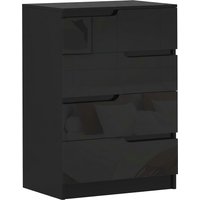HOMCOM Kommode mit 4 Schubladen, moderne Schlafzimmerkommode, platzsparende Kommode für Wohnzimmer Flur Eingang, 60x40x85 cm, Schwarz Hochglanz Aosom – Ansicht 1
