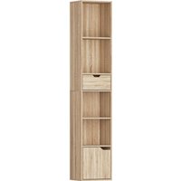 HOMCOM Bücherregal, Regal mit Schublade, Aufbewahrungsmöbel mit Schrank und offenen Fächern, Aufbewahrungsregal für Wohnzimmer, Schlafzimmer, Büro, 30 x 24 x 15 – Ansicht 1