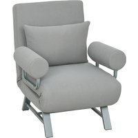 HOMCOM 3-in-1 Schlafsessel, Schlafsofa mit Bettfunktion, Zierkissen, klappbarer Relaxsessel mit verstellbarer Rückenlehne, Armlehne, Liegestuhl in Leinenoptik, 
