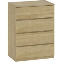 HOMCOM Kommode Schlafzimmer 4 Schubladen, Schlafzimmerkommode mit eingefrästen Griffen, platzsparende Kommode für Wohnzimmer und Flur, 60x40x80 cm, Holzton Aoso – Ansicht 1