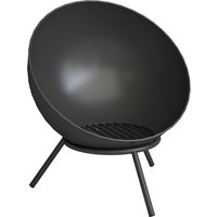 Outsunny Feuerschale 60 x 53 x 66cm verstellbar Feuerstelle mit Schürhaken Kohlegitter Ständer Feuerschalen Feuerkorb für Garten, Balkon Terrasse, Outdoor BBQ C – Ansicht 1