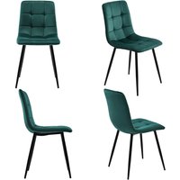 Esszimmerstühle, Vierer-Set Samtoptik gepolstert mit Rückenlehne und Metallrahmen Café Stühle modern, tot 150 kg, 70,5Lx 66 x 45 cm, Grün Aosom.de