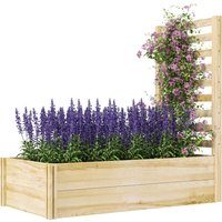 Outsunny Quadratischer Blumenkasten aus Holz mit Rankgitter, Maße 115L x 60B x 110H cm, Naturholz aus Tannenholz Aosom – Ansicht 1