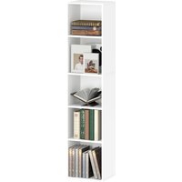 HOMCOM Bücherregal, Aufbewahrungsregal 5 Ebenen, Regal mit verstellbaren Regalen für Wohnzimmer, Schlafzimmer, Büro, 30 x 24 x 133,5 cm, weiß Aosom – Ansicht 1