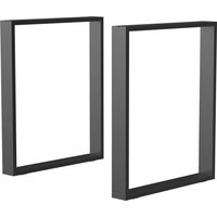 HOMCOM Tischbeine 2er-Set, Tischkufen, Möbelfüße aus Vierkantprofilen, für Couchtisch Esstisch, Stahl, Schwarz, 60x72 cm Aosom – Ansicht 1