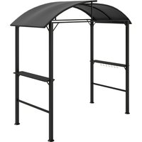 Outsunny Grillpavillon 233 x 110 x 235 cm winddicht Gartenpavillon mit Doppeldach,Regalen, Gartenlauben mit UV-Schutz, BBQ Pavillon aus Stahl, Gartenzelt Grillz – Ansicht 1