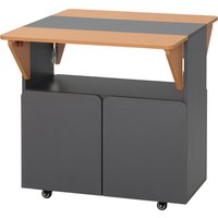 HOMCOM Klappbarer Platzspartisch für maximal 4 Personen mit 4 Rollen, Versteckter Regaleinheit und Schrank mit Türen, 70x83x75 cm, Gelb und Grau Aosom – Ansicht 1