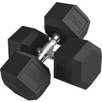 HOMCOM Hantelset, 2er Set Hanteln mit gerändeltem Griff, Kurzhantelset aus Gusseisen, 2 x 20 kg, Kurzhanteln für Männer und Frauen, Dumbbell Set für Zuhause, Fi – Ansicht 1