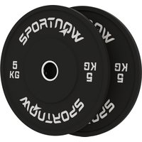 SPORTNOW Set 2 Hantelscheiben 2x5 kg aus Gummi, Scheiben für Fitnessstudio und Zuhause mit 5 cm Loch für Hanteln und Langhanteln, Schwarz Aosom – Ansicht 1