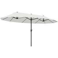 Outsunny Sonnenschirm Gartenschirm Marktschirm Doppelsonnenschirm Terrassenschirm mit Handkurbel Beige Oval 455 x 270 x 240 cm Aosom – Ansicht 1