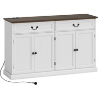 HOMCOM Wohnzimmer-Buffet, Aufbewahrungsmöbel mit 4 Türen, 2 geräuschlosen Schubladen, dicker Platte und verstellbaren Einlegeböden, rustikaler Stil, Buffet für  – Ansicht 1