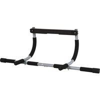 HOMCOM Klimmzugstange Multifunktions-Trainingshalterung Türreck aus Stahl mit Schaumstoffgriffen Schwarz Grau 92x40x17cm für Fitness Zuhause Aosom.de – Ansicht 1