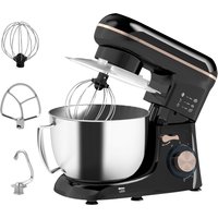 HOMCOM Küchenmaschine Knetmaschine mit 4,5L Edelstahlschüssel 1300W Teigmaschine mit 6+P Geschwindigkeit Küchenmixer mit Knethaken, Schneebesen, Rührer, Teigsch – Ansicht 1