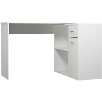 HOMCOM 180° drehbarer Eckschreibtisch, Computertisch mit Regal, Schublade, Schrank mit Tür und Arbeitsplatz, für Schlafzimmer, Zuhause, 117 x 82 x 74 cm, weiß A – Ansicht 1