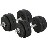 HOMCOM Kurzhantel Set 30KG Hantelset mit Hantelscheiben für Zuhause & Fitnessstudio, Stahl PU Schwarz, ideal für Krafttraining Aosom.de – Ansicht 1
