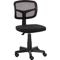 Vinsetto Bürostuhl Ergonomischer Schreibtischstuhl, Höhenverstellbarer Drehstuhl, Platzsparend Gepolstert Computerstuhl für Arbeitszimmer, Büro, Schwarz Aosom – Ansicht 1
