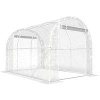 Outsunny Gewächshaus ca. 3 x 2 x 2 m Foliengewächshaus mit Rollbar Reißverschlusstür, Stützstangen Verlängerte Kanten 150g/m² PE UV-beständig Folientunnel, Wint – Ansicht 1