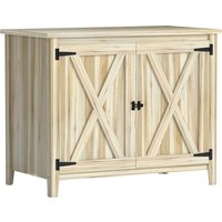Outsunny Holz-Gartenschrank, Gartenschrank mit Regalen und Doppeltüren, Werkzeugschrank, 110 x 60 x 88,5 cm, Naturholzoptik Aosom – Ansicht 1