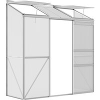 Outsunny Gewächshaus Tomatenhaus Treibhaus mit Schiebetür und Aufklappbaren Dachfenstern aus Polycarbonat und Aluminium Silber 192 x 68 x 196 cm für Gartenpfleg – Ansicht 1