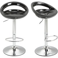 HOMCOM Set 2 Barhocker Hoch, 360° Drehbare Barhocker mit Rückenlehne und Fußstütze, Höhenverstellbar, Stahlbasis, für Esszimmer und Küche, 46x41x76-96cm, Schwar – Ansicht 1