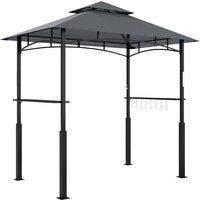 Outsunny Grillpavillon mit LED 243 x 148 x 248 cm wasserdicht flammhemmend Gartenpavillon mit Doppeldach,Seitenregalen, Gartenlauben mit UV-Schutz, BBQ Pavillon – Ansicht 1