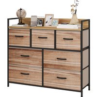 HOMCOM Kommode 7 Schubladen Aufbewahrungsschrank faltbarer Stoffschublade - schwarze Stahlstruktur - 98 x 29 x 85 cm, Schlafzimmer, Eingangsbereich, Wohnzimmer, – Ansicht 1