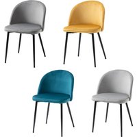 HOMCOM Set mit 4 Esszimmerstühlen skandinavischer Stil, Küchenstühle aus Samt mit schwarz mattierten Metallbeinen, für Wohnzimmer, Esszimmer, Multicolor Aosom – Ansicht 1