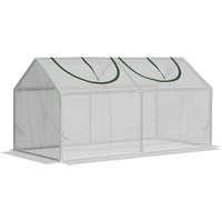 Outsunny Foliengewächshaus mit Fenster, PE Treibhaus, Tomatenhaus, Frühbeet, 120x60x60 cm, Weiß Aosom – Ansicht 1