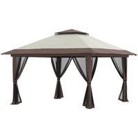 Outsunny Pavillon 4x4m Stabil Winterfest Pop-up Gartenpavillon mit Doppeldach, UV Schutz 50+ Partyzelt Gartenzelt mit 4 Seitenteilen Tasche Sandsäcke für Campin – Ansicht 1