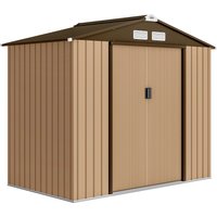 Outsunny Gartenschuppen für Außen 2,42 m², 213x130x185 cm, Metall-Außenschuppen mit Schiebetüren, Belüftung und Fundament-Set, zur Aufbewahrung von Gartengeräte – Ansicht 1