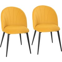 HOMCOM Set mit 2 Esszimmerstühlen aus Samt, Küchenstühle mit gebogener Muschel-Rückenlehne, Stahlbeine, skandinavischer Stil, gepolsterter Stuhl für Küche, Schl – Ansicht 1